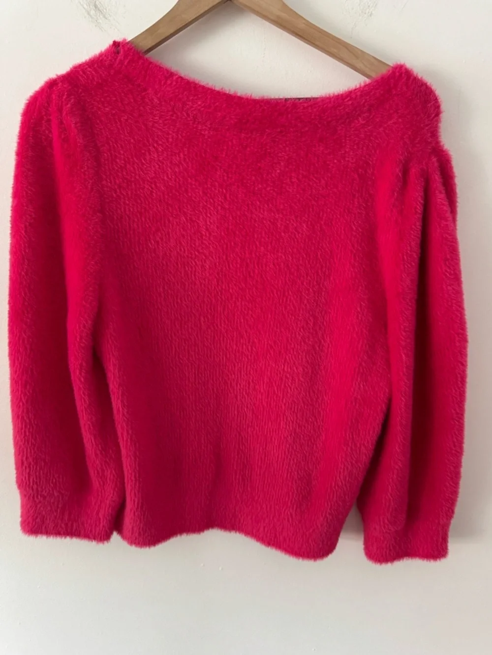 NWT Free People Moonbeam Fuzzy Scoop Neck Sweater in Hot Pink Large